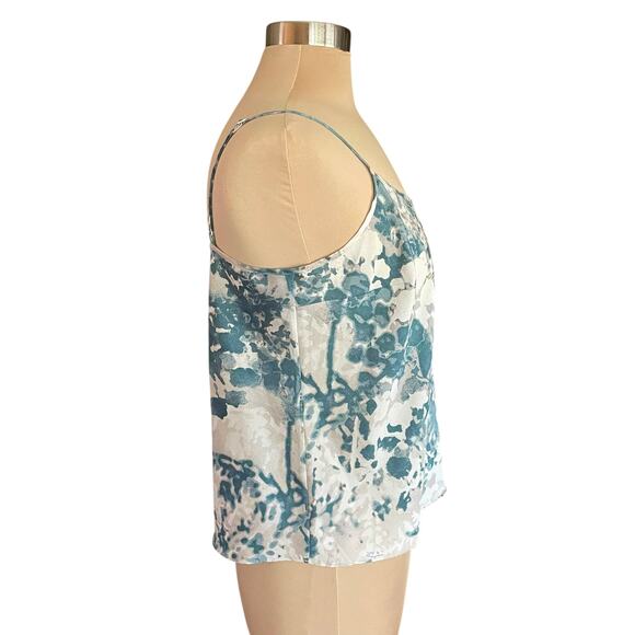 Talbots Teal Cream Gray Watercolor Marbled Print Cami Tank Sz 12 Layering Piece - Picture 3 of 7
